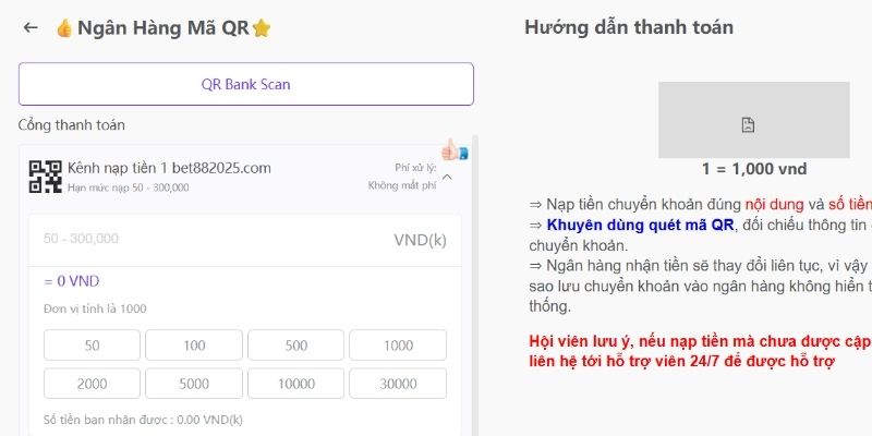 Nạp tiền Bet88 bằng QR an toàn, không lo sai sót